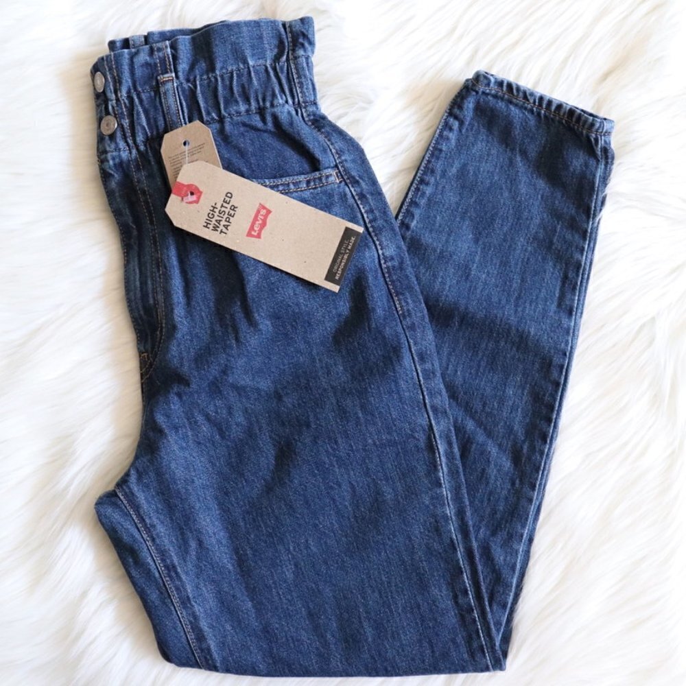 NEW Levi's High Rise Dark Wash Paperbag Denim Jeans Size 24 - Picture 5 of 9